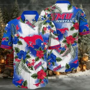 NCAA Smu Mustangs Flower Cheap Hawaiian Shirt 3D Shirt Smu Mustangs Football
