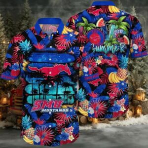NCAA Smu Mustangs Flower Cheap Hawaiian Shirt 3D Shirt