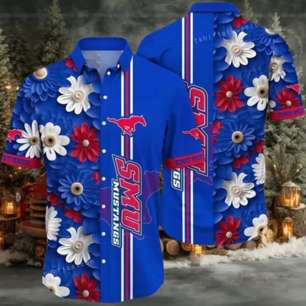 NCAA Smu Mustangs Flower Hawaiian Shirt 3D Shirt