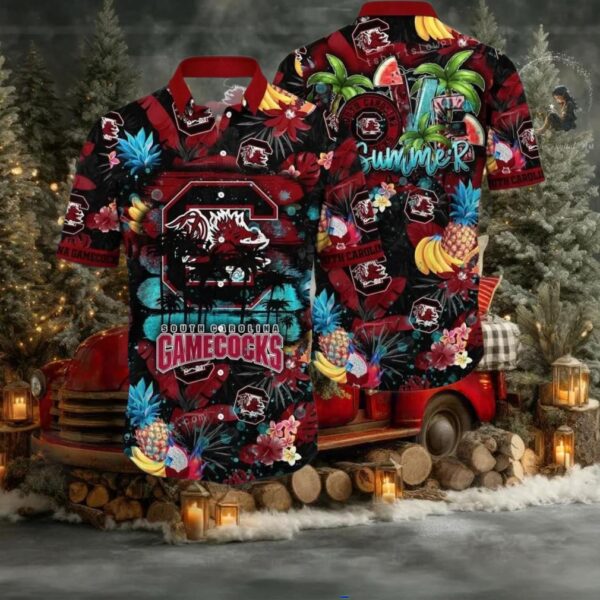 NCAA South Carolina Gamecocks Flower Hawaiian Shirt 3D Shirt