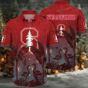 NCAA Stanford Cardinal Flower Button Up Hawaiian Shirt 3D Shirt