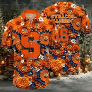 NCAA Syracuse Orange Flower Cheap Hawaiian Shirt 3D Shirt
