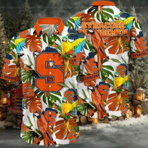 NCAA Syracuse Orange Flower Hawaiian Shirt Outfit 3D Shirt