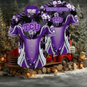 NCAA Tcu Horned Frogs Flower Button Up Hawaiian Shirt 3D Shirt
