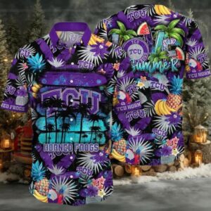 NCAA Tcu Horned Frogs Flower Cheap Hawaiian Shirt 3D Shirt Tcu Horned Frogs Holiday