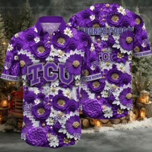 NCAA Tcu Horned Frogs Flower Hawaiian Shirt 3D Shirt