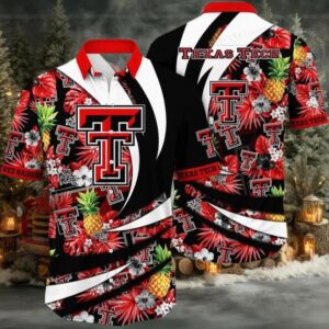NCAA Texas Tech Red Raiders Flower Button Up Hawaiian Shirt 3D Shirt