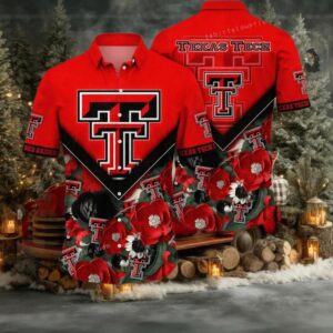 NCAA Texas Tech Red Raiders Flower Custom Hawaiian Shirt Outfit 3D Shirt