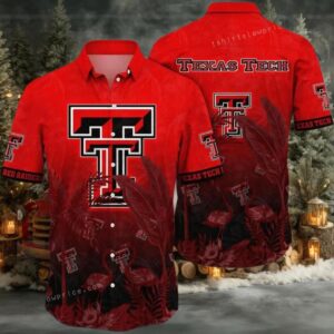 NCAA Texas Tech Red Raiders Flower Hawaiian Shirt 3D Shirt Texas Tech Red Raiders
