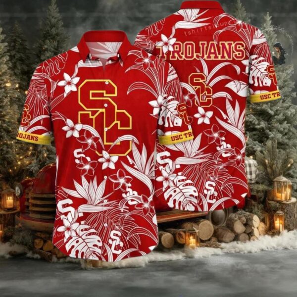 NCAA Usc Trojans Flower Cheap Hawaiian Shirt 3D Shirt