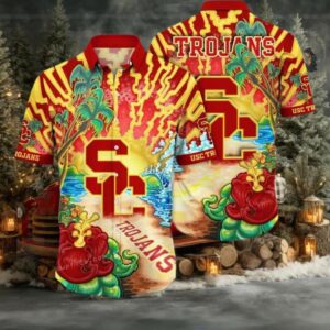 NCAA Usc Trojans Flower Hawaiian Shirt 3D Shirt