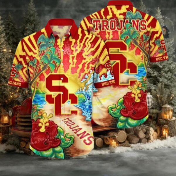 NCAA Usc Trojans Flower Hawaiian Shirt 3D Shirt