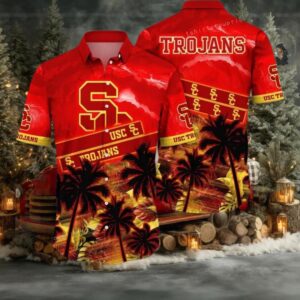 NCAA Usc Trojans Flower Hawaiian Shirt Outfit 3D Shirt, Unique Usc Trojans Football
