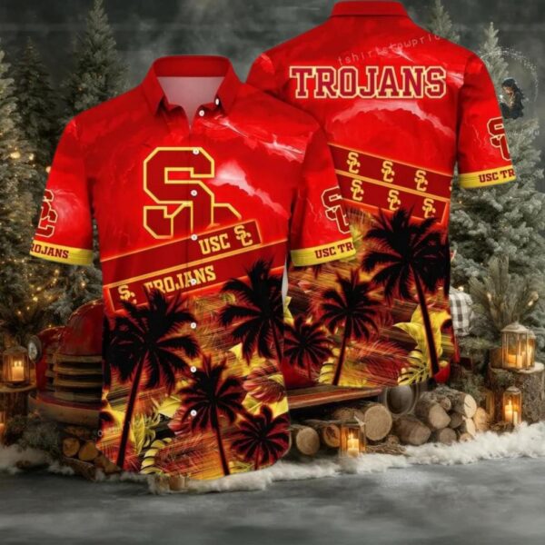 NCAA Usc Trojans Flower Hawaiian Shirt Outfit 3D Shirt, Unique Usc Trojans Football