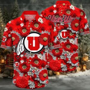 NCAA Utah Utes Flower Cheap Hawaiian Shirt 3D Shirt, Utah Utes Football