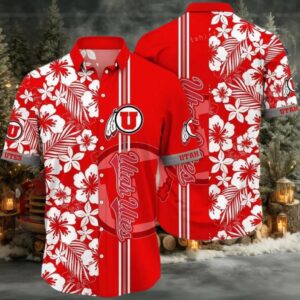NCAA Utah Utes Flower Cheap Hawaiian Shirt 3D Shirt
