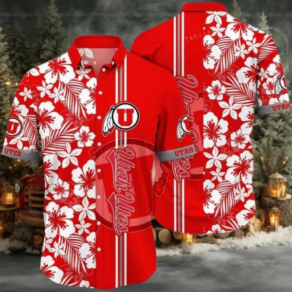 NCAA Utah Utes Flower Cheap Hawaiian Shirt 3D Shirt