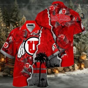 NCAA Utah Utes Flower Custom Hawaiian Shirt Outfit 3D Shirt