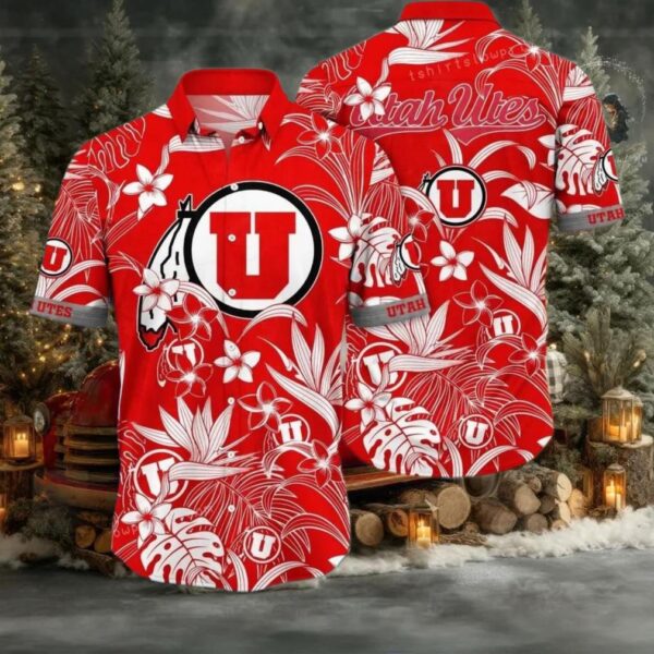 NCAA Utah Utes Flower Hawaiian Shirt Outfit 3D Shirt