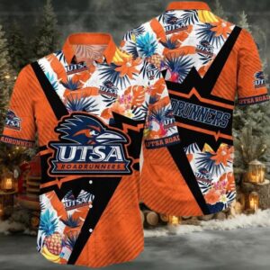 NCAA Utsa Roadrunners Flower Button Up Hawaiian Shirt 3D Shirt