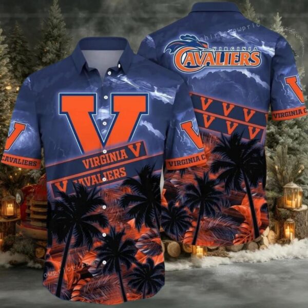 NCAA Virginia Cavaliers Flower Button Up Hawaiian Shirt