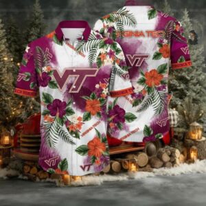 NCAA Virginia Tech Hokies Flower Cheap Hawaiian Shirt 3D Shirt