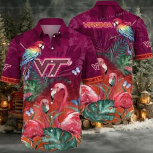 NCAA Virginia Tech Hokies Flower Hawaiian Shirt 3D Shirt, Unique Virginia Tech Hokies