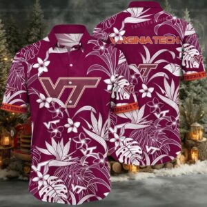 NCAA Virginia Tech Hokies Flower Hawaiian Shirt 3D Shirt Virginia Tech Hokies