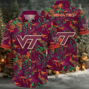 NCAA Virginia Tech Hokies Flower Hawaiian Shirt 3D Shirt