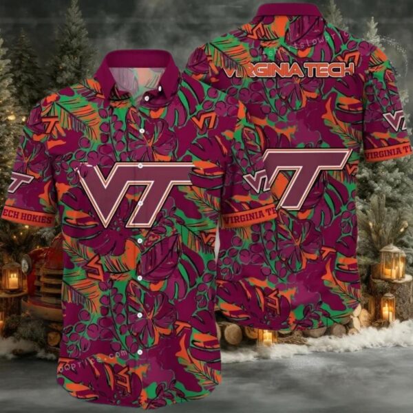 NCAA Virginia Tech Hokies Flower Hawaiian Shirt 3D Shirt