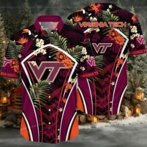 NCAA Virginia Tech Hokies Flower Hawaiian Shirt
