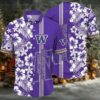 NCAA Washington Huskies Flower Button Up Hawaiian Shirt 3D Shirt