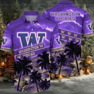 NCAA Washington Huskies Flower Hawaiian Shirt 3D Shirt, Washington Huskies Football