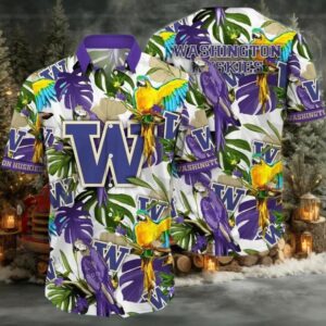 NCAA Washington Huskies Flower Hawaiian Shirt 3D Shirt