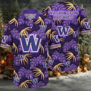 NCAA Washington Huskies Flower Hawaiian Shirt Outfit 3D Shirt