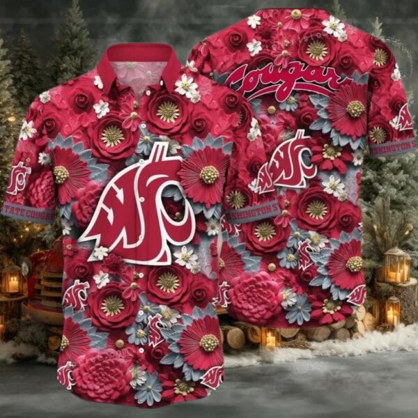 NCAA Washington State Cougars Flower Cheap Hawaiian Shirt
