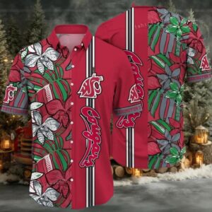 NCAA Washington State Cougars Flower Hawaiian Shirt 3D Shirt, Unique Washington