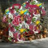 NCAA Washington State Cougars Flower Custom Button Up Hawaiian Shirt