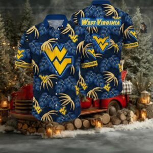 NCAA West Virginia Mountaineers Flower Button Up Hawaiian Shirt 3D Shirt