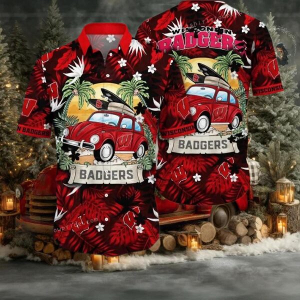 NCAA Wisconsin Badgers Flower Cheap Hawaiian Shirt