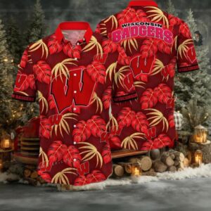 NCAA Wisconsin Badgers Flower Hawaiian Shirt Outfit 3D Shirt
