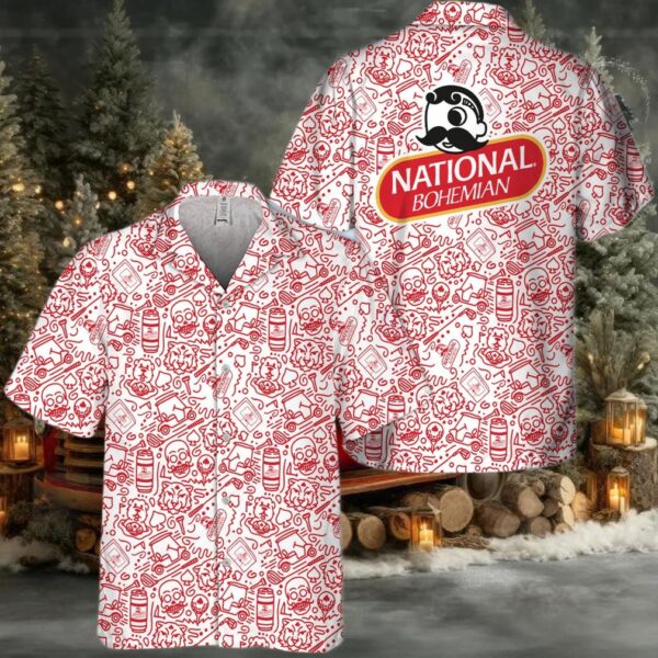 National Bohemian Summer Doodle Art Hawaiian Shirt