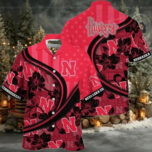 Nebraska Cornhuskers NCAA Us Flag Flower Hawaiian Shirt Outfit And 3D Shirt