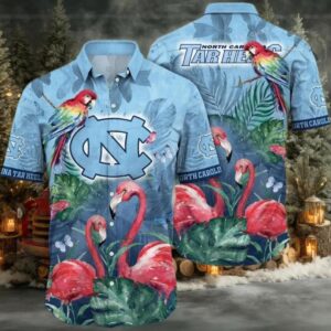 North Carolina Tar Heels NCAA Flower Button Up Hawaiian Shirt 3D Shirt, Gifts For North Carolina
