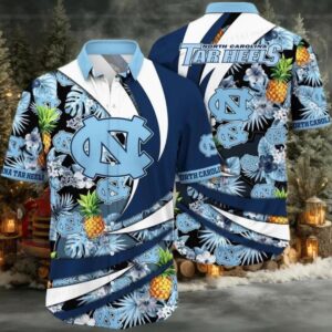 North Carolina Tar Heels NCAA Flower Button Up Hawaiian Shirt 3D Shirt, North Carolina Tar Heel