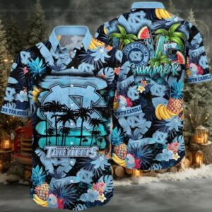 North Carolina Tar Heels NCAA Flower Button Up Hawaiian Shirt