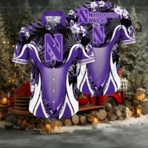 Northwestern Wildcats NCAA Flower Button Up Hawaiian Shirt