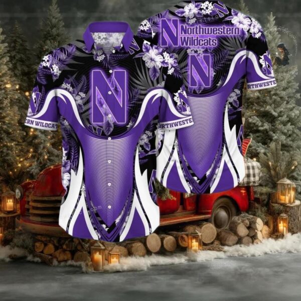 Northwestern Wildcats NCAA Flower Button Up Hawaiian Shirt