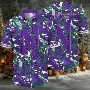 Northwestern Wildcats NCAA Flower Cheap Hawaiian Shirt 3D Shirt Northwestern Wildcats