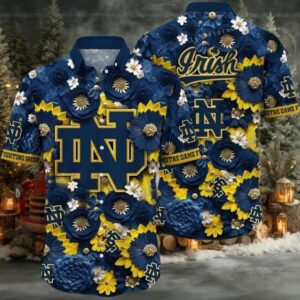 Notre Dame Fighting Irish Flower NCAA Cheap Hawaiian Shirt